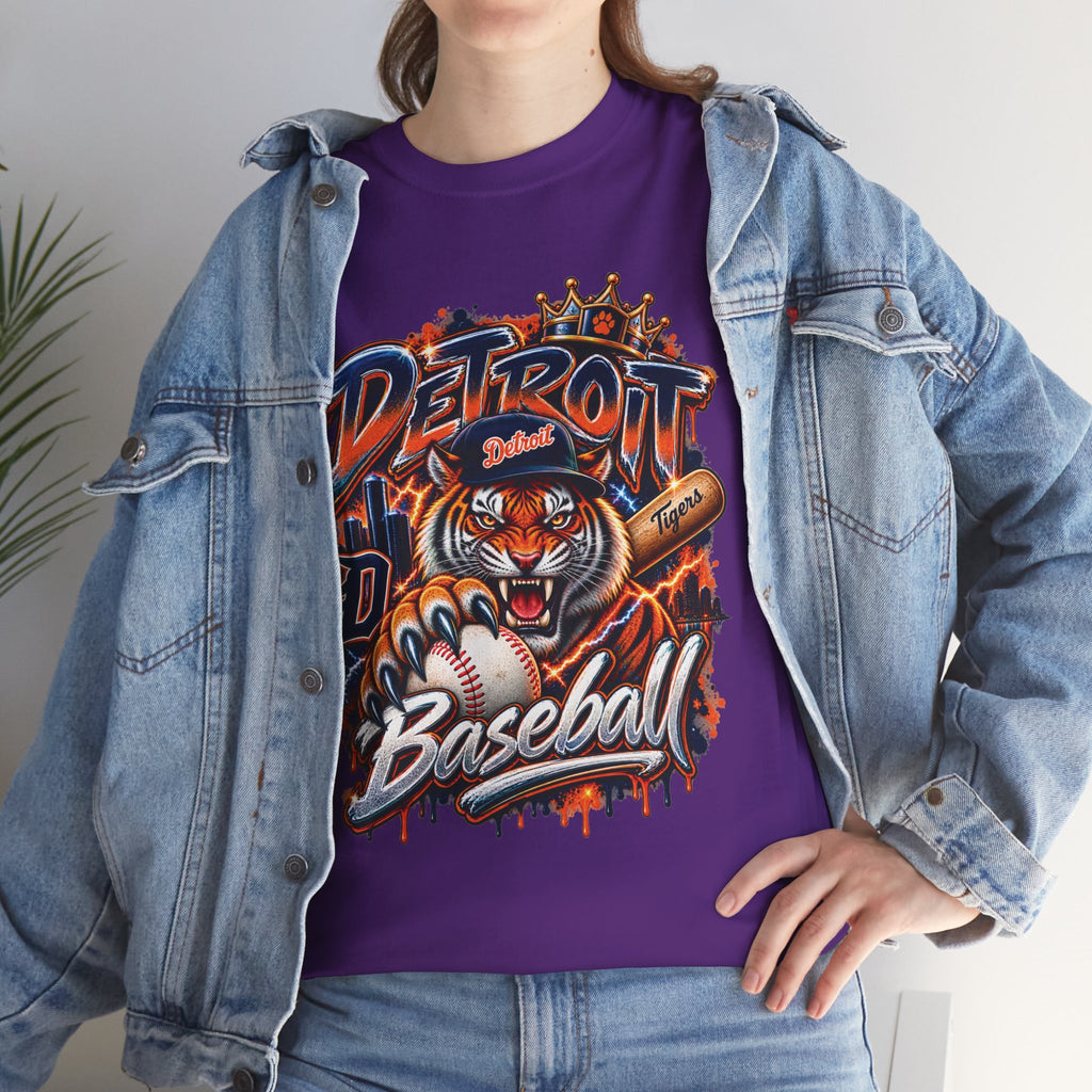 Detroit Tigers Tiger Baseball Tee | Vintage Mascot Detroit Baseball Shirt