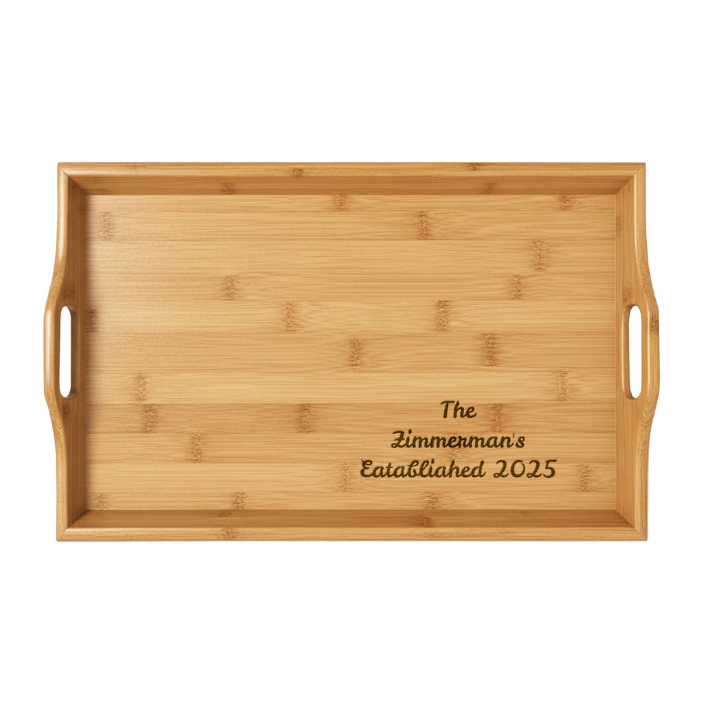 Wedding Personalized Engraved Bamboo Serving Tray | Custom Name Established Date