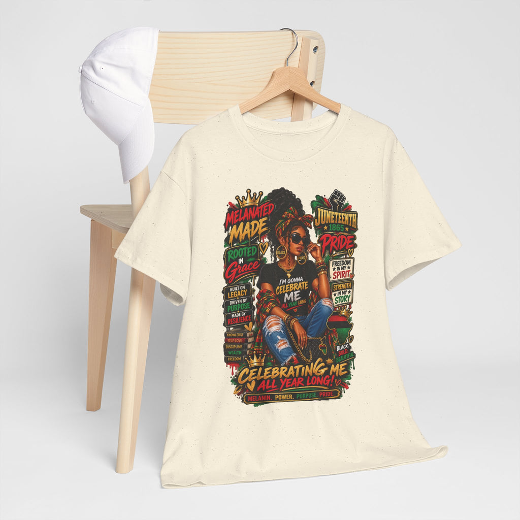 Melanated Made Rooted Grace T-Shirt | Celebrating Me graphic tee