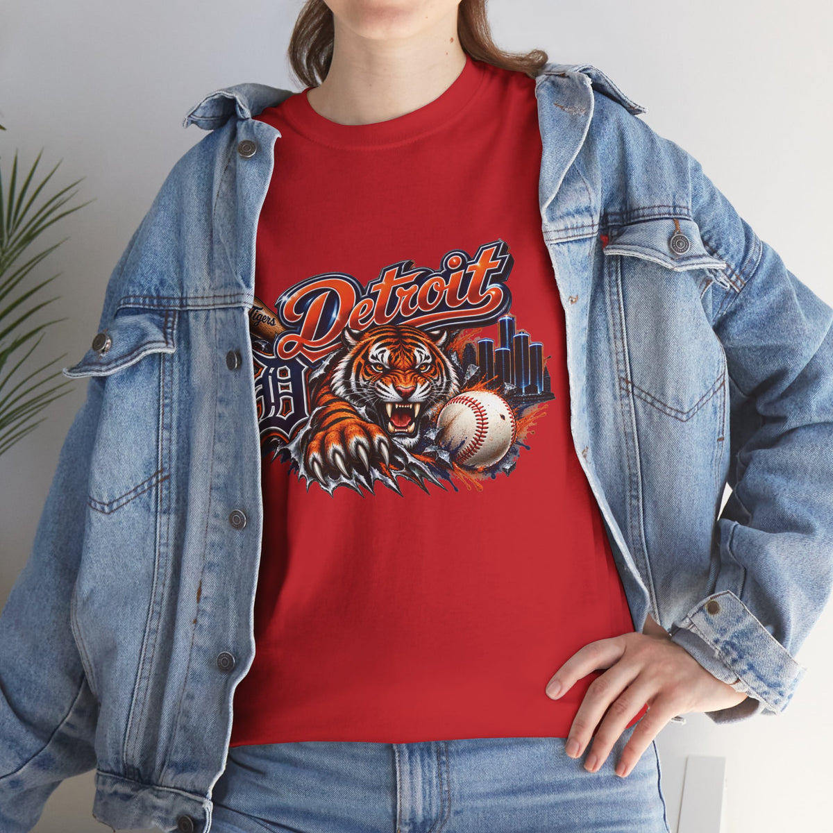 Detroit Tiger Baseball T-Shirt | Detroit skyline, claw marks