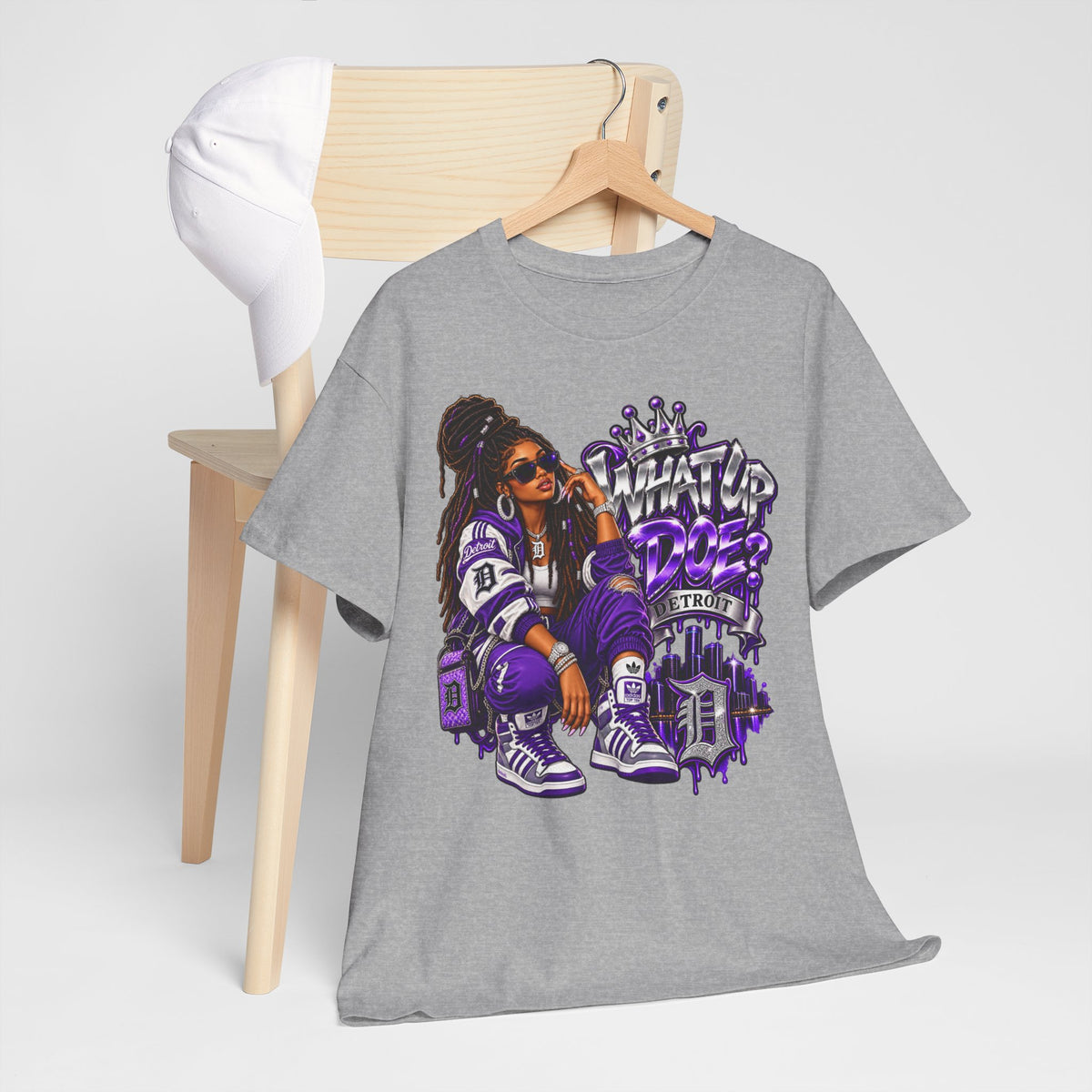 Detroit Queen what up doe Graphic Tee | Urban Streetwear, Purple Drip Art