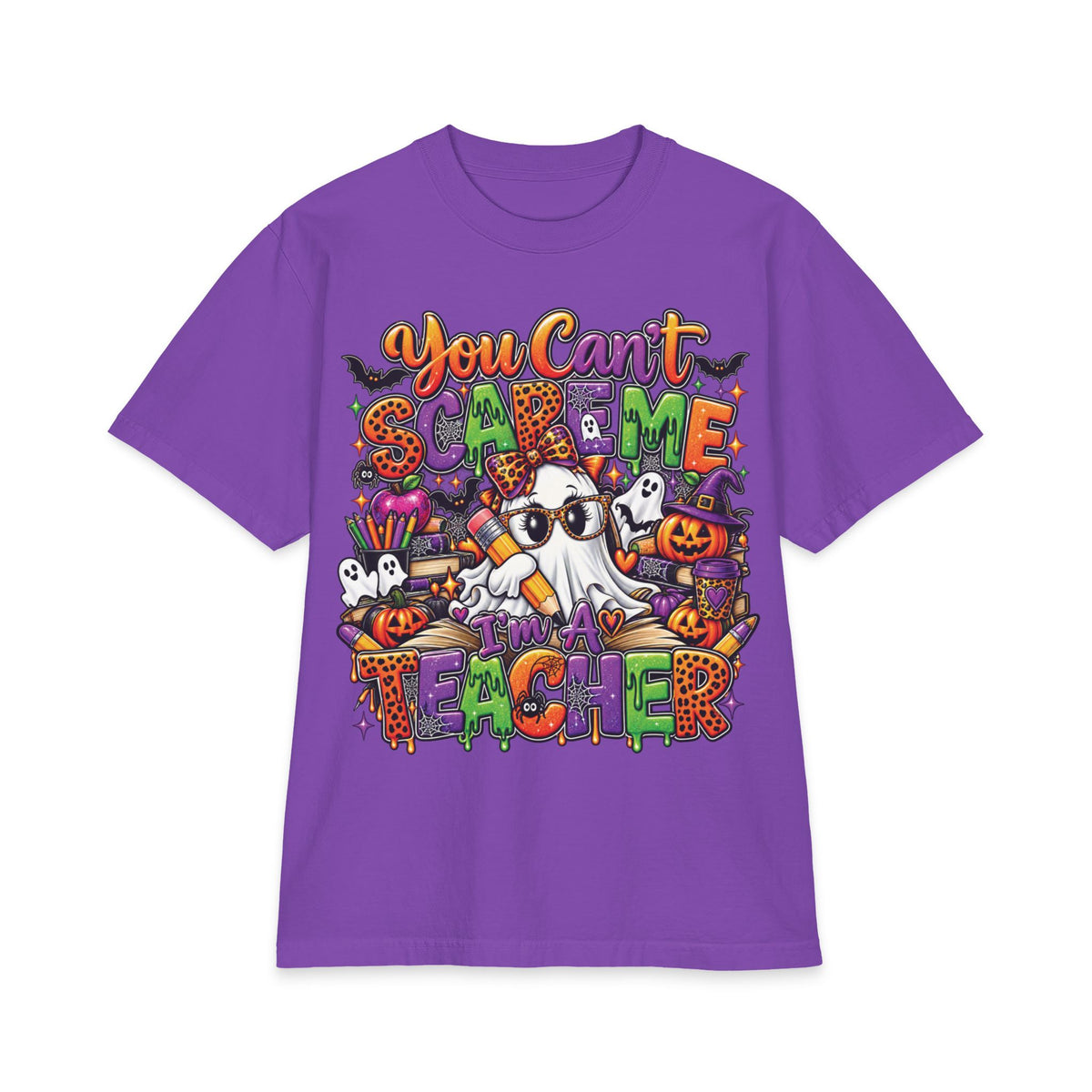 You Can't Scare Me I'm a Teacher Halloween T-Shirt | Ghosts Pumpkins Candy