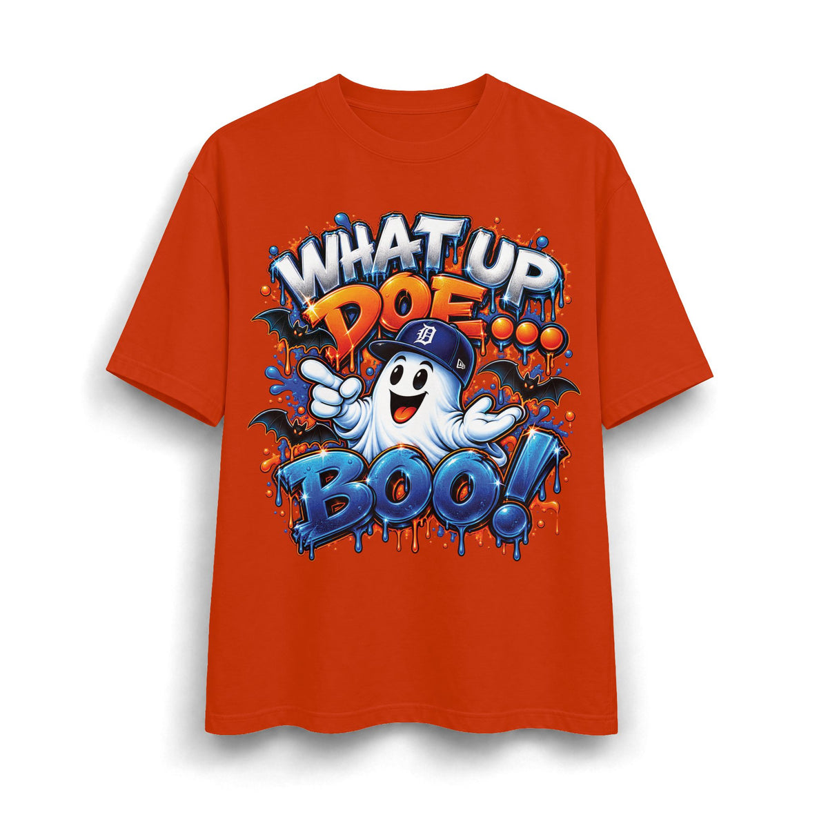 What Up Doe Boo! ghost graphic T-Shirt | Halloween street art drip design
