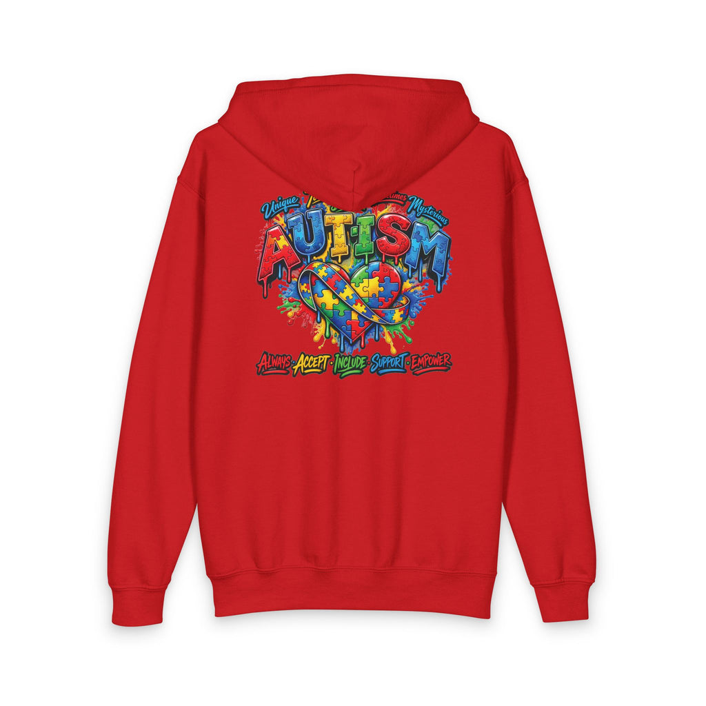 Autism Puzzle Heart Youth Hoodie | Awareness Puzzle Piece Zip Jacket