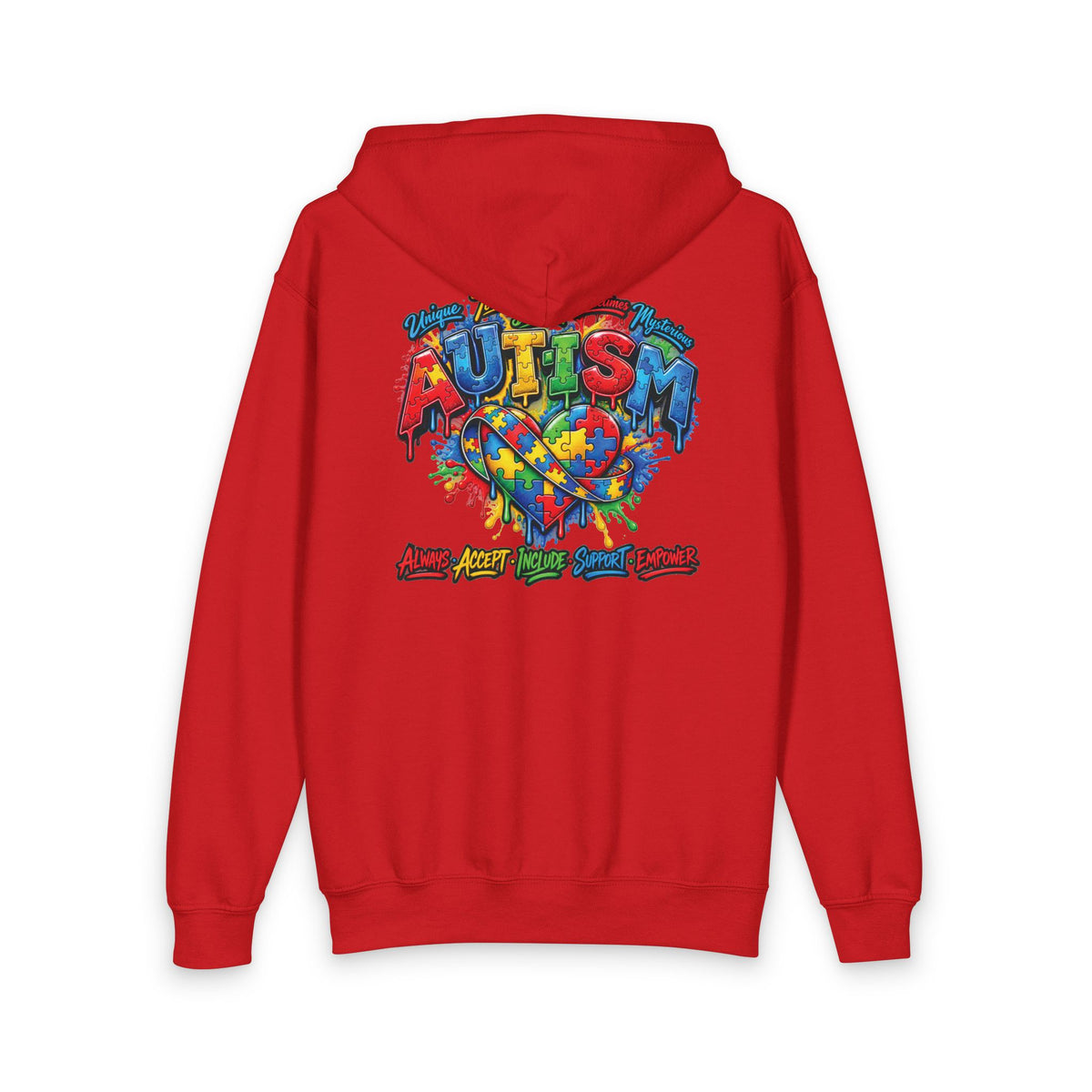 Autism Puzzle Heart Youth Hoodie | Awareness Puzzle Piece Zip Jacket