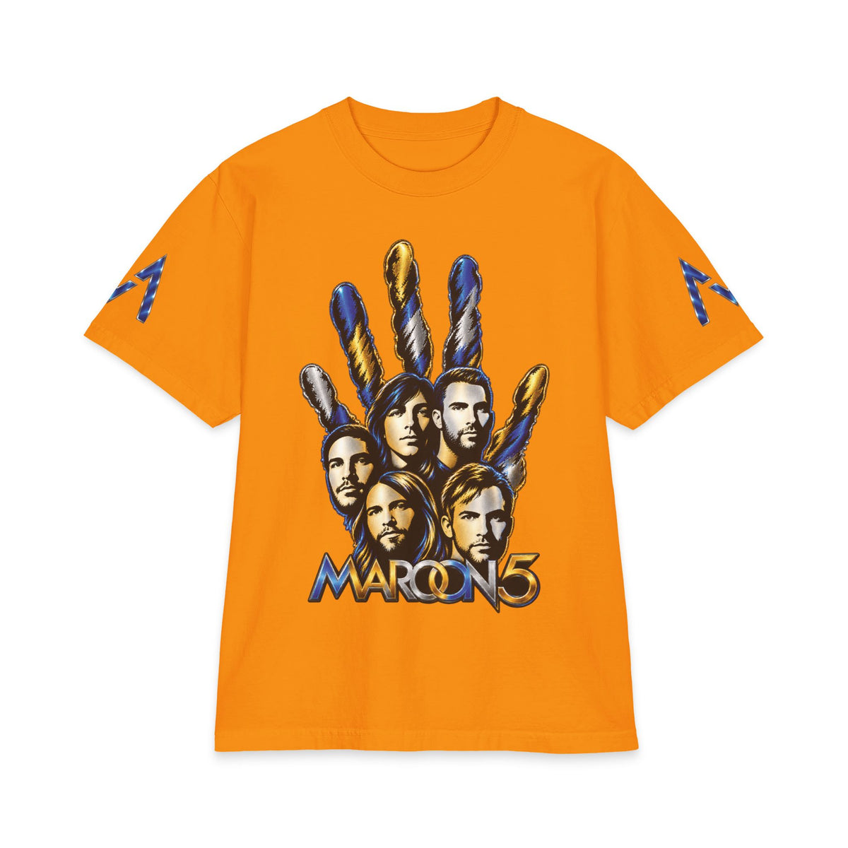 Handprint Portrait Maroon 5 Band Graphic T-Shirt | Rock Band Logo Tee