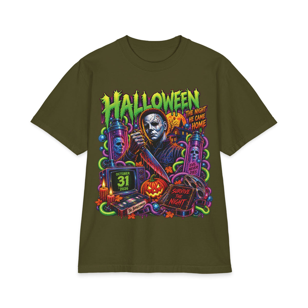 Halloween Michael Myers Horror Movie T-Shirt | Retro Neon Slashers
