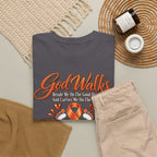God Walks orange awareness ribbon T-Shirt | I'll Never Walk Alone, Faith Support