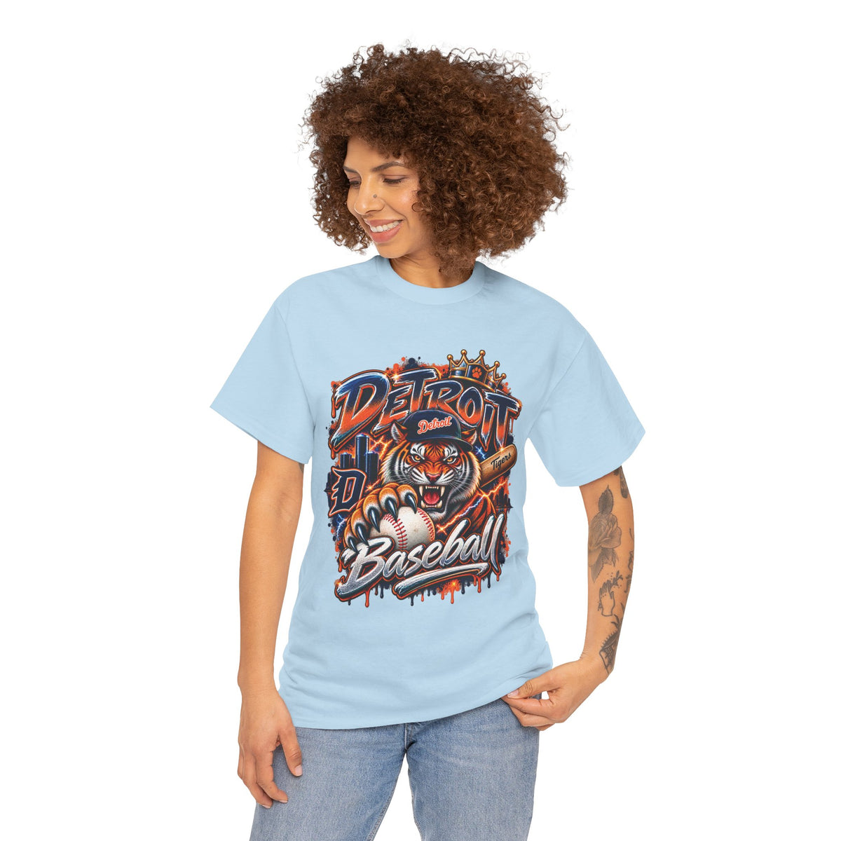 Detroit Tigers Tiger Baseball Tee | Vintage Mascot Detroit Baseball Shirt