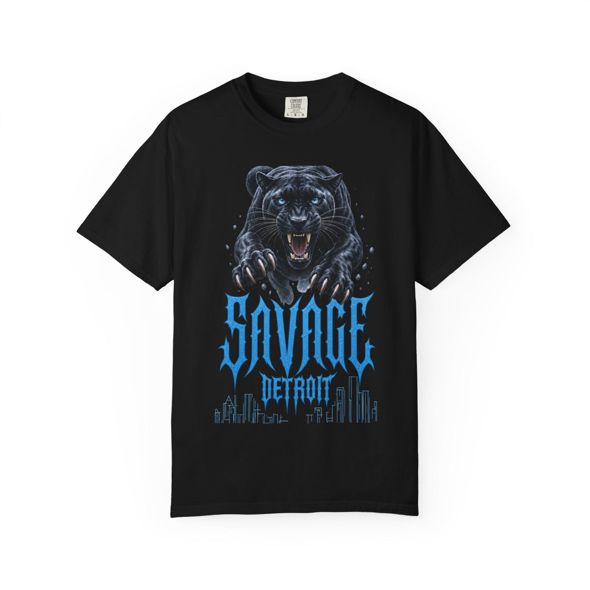 Savage Detroit Panther T-shirt | Black Panther Graphic Tee, City Skyline