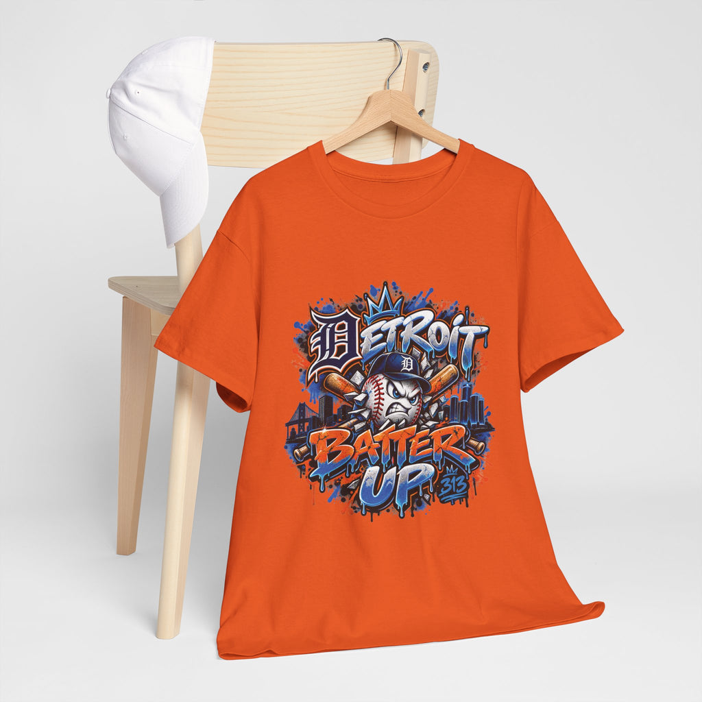 Detroit Batter Up T-Shirt | Baseball City Skyline Tee