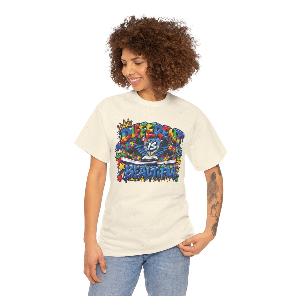 Different Is Beautiful Autism T-Shirt | Colorful Graffiti Typography