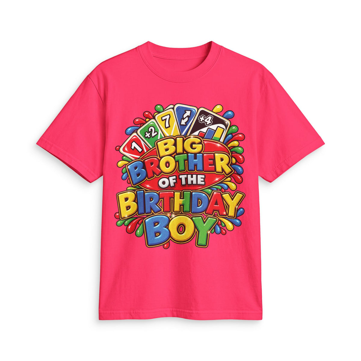 Big Brother of the Birthday Boy T-Shirt | Colorful Game Card Party Design