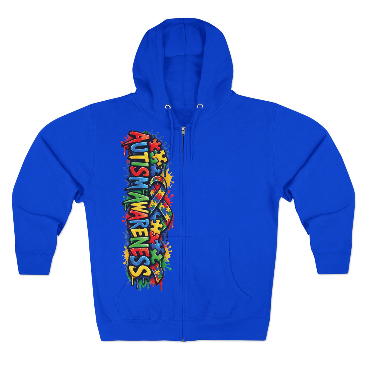 Autism Awareness Puzzle Heart Zip Hoodie | Colorful Awareness Design