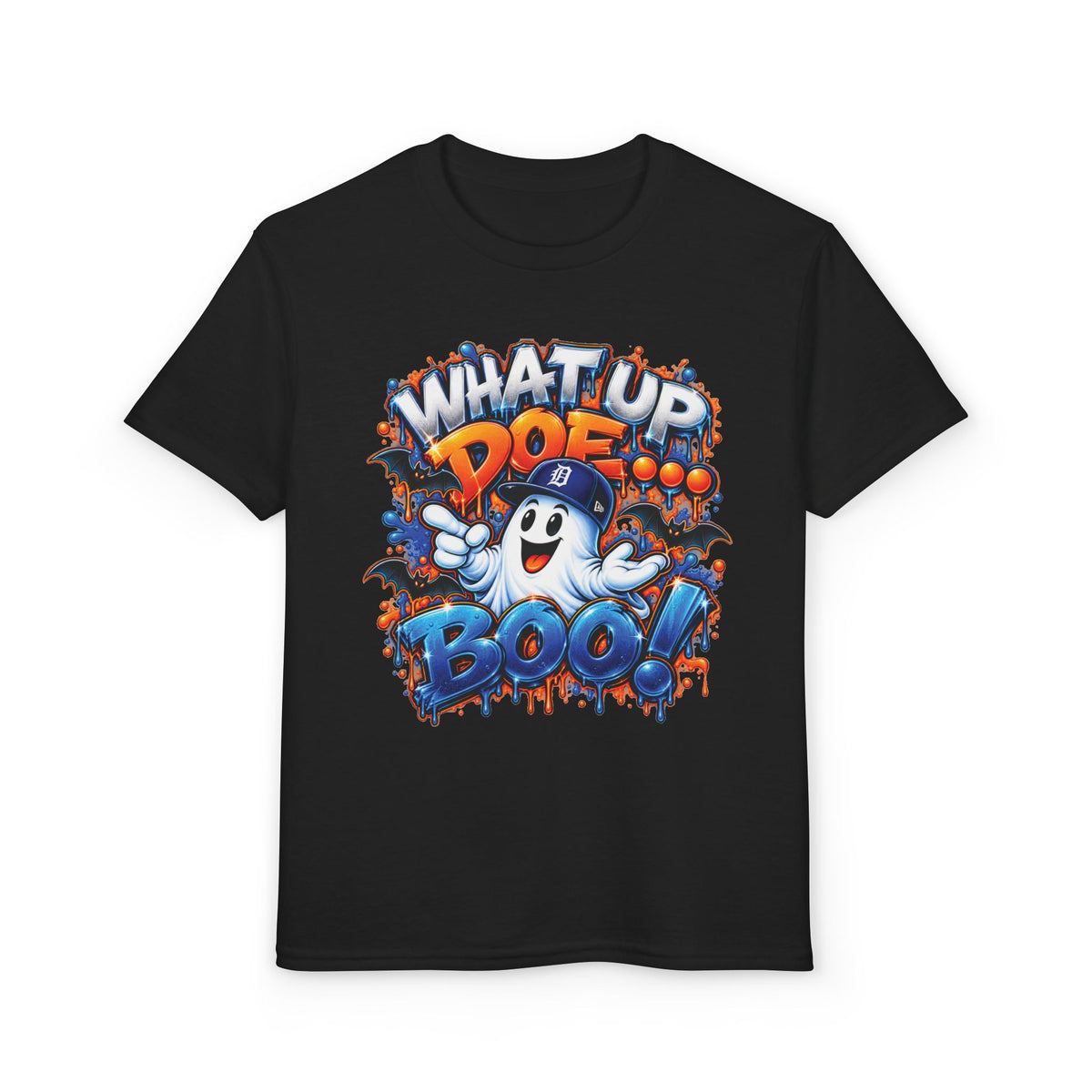 Det What Up Doe Boo! Ghost Graphic T-Shirt | Halloween Kids Tee