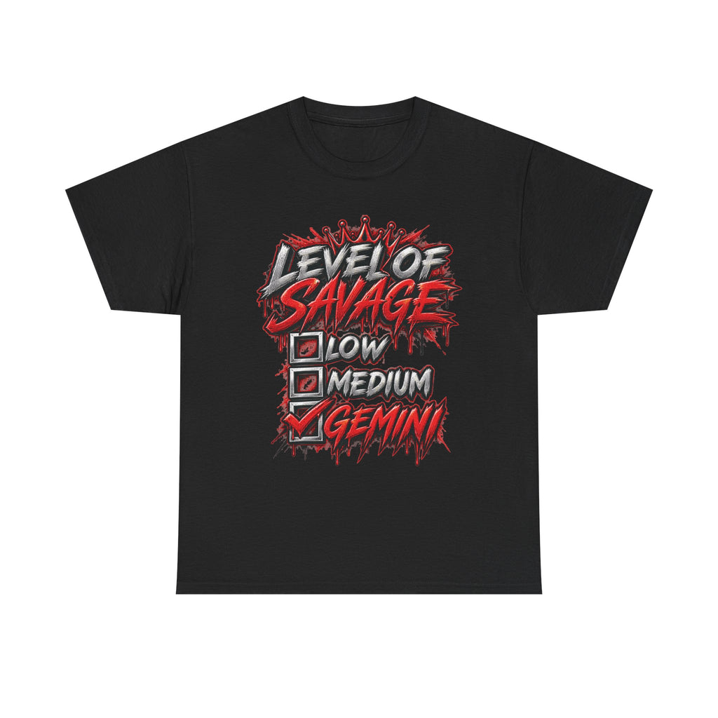 Level of Savage Gemini T-Shirt | Zodiac Astrology Tee, Detroit Graffiti Back