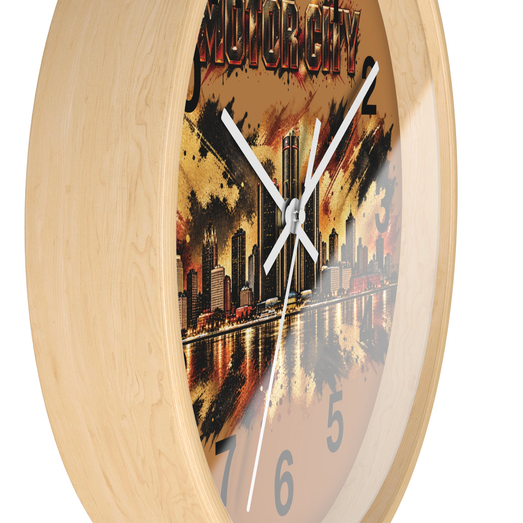 Motor City Detroit Skyline Wall Clock