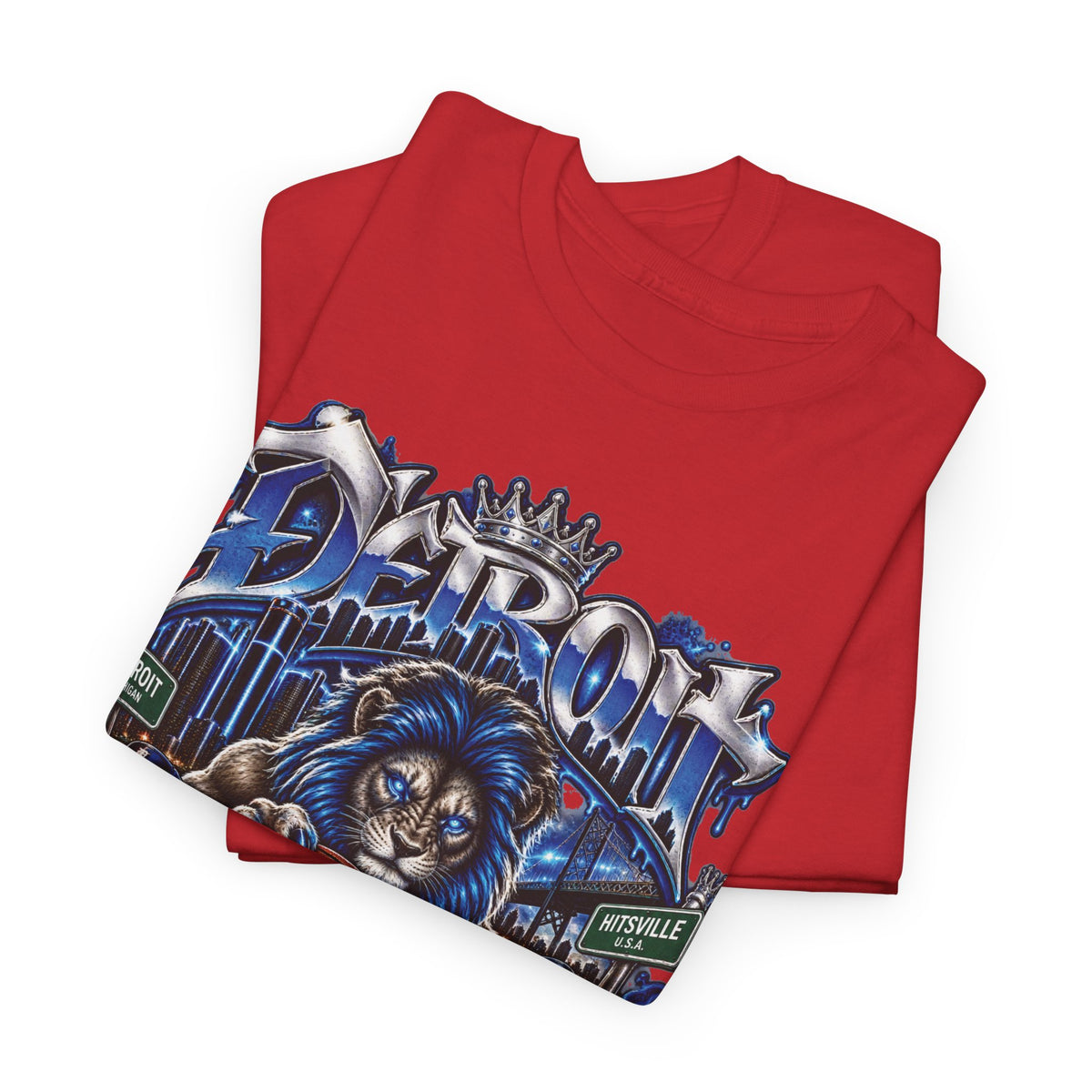 Detroit Basketball Lion Graphic Tee | City Streetball Detroit D Logo