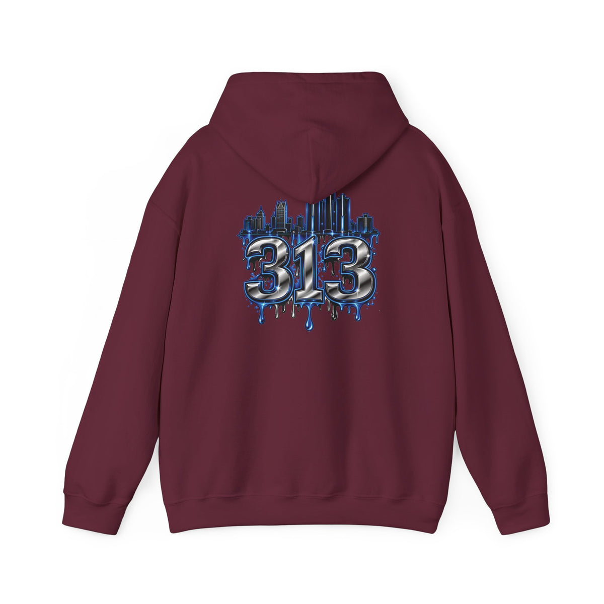 Detroit 313 Skyline Hoodie | Dripping Graffiti City Football Design