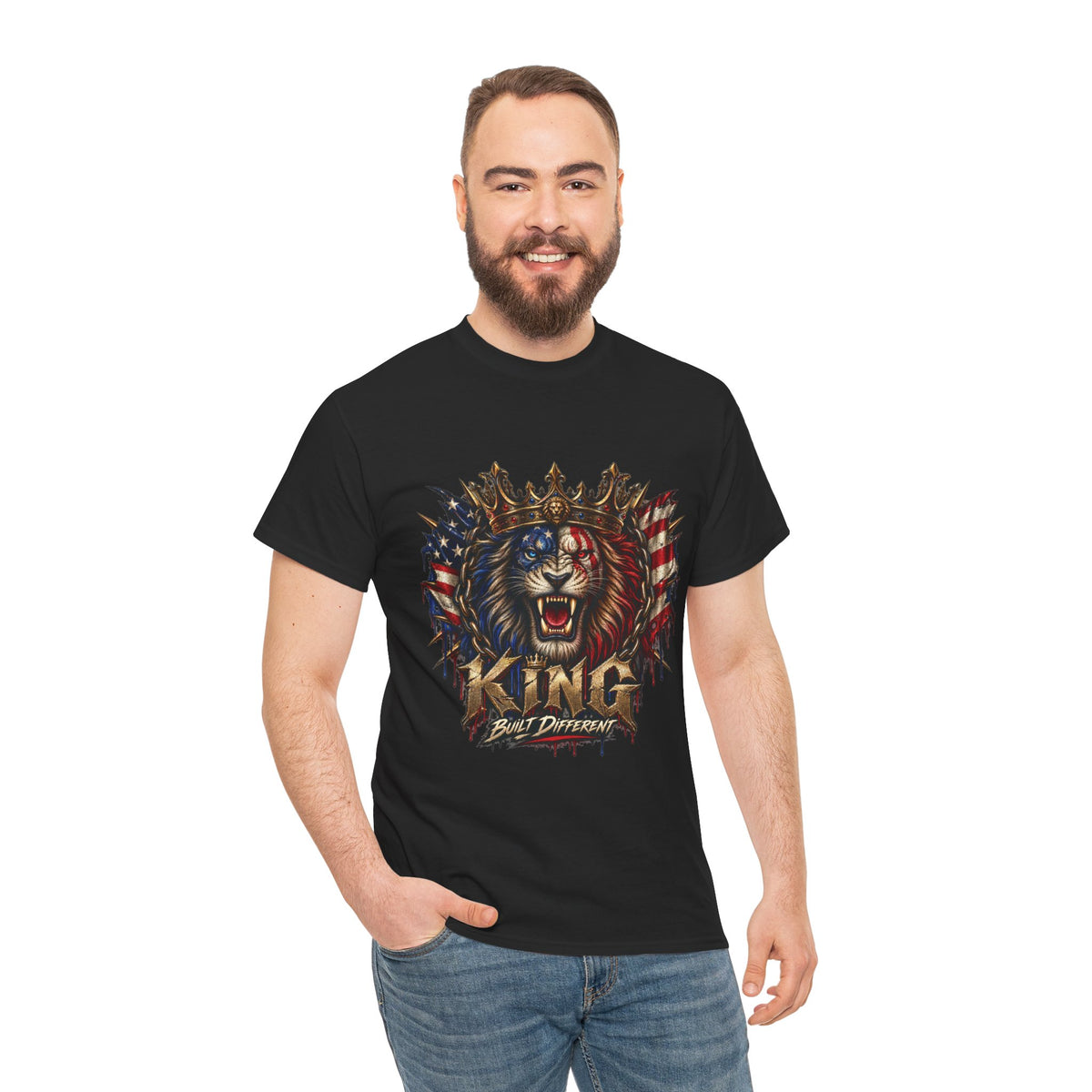 Patriotic Lion King tee | American Flag Crown graphic T-Shirt
