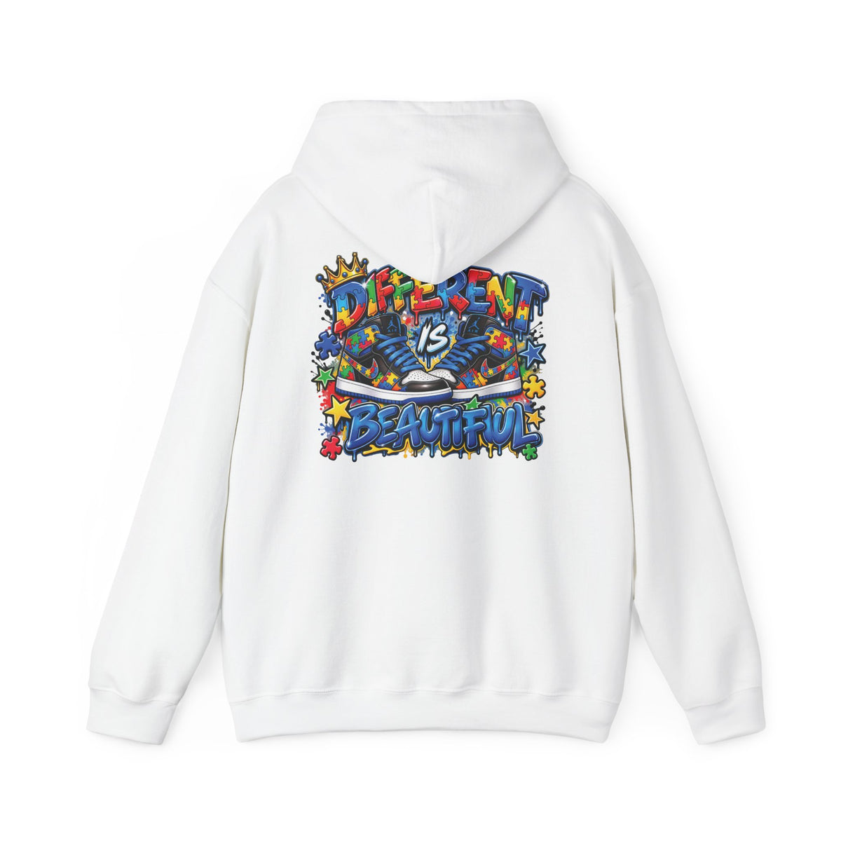 Detroit Graffiti Autism Hoodie | Different Is Beautiful Back Print