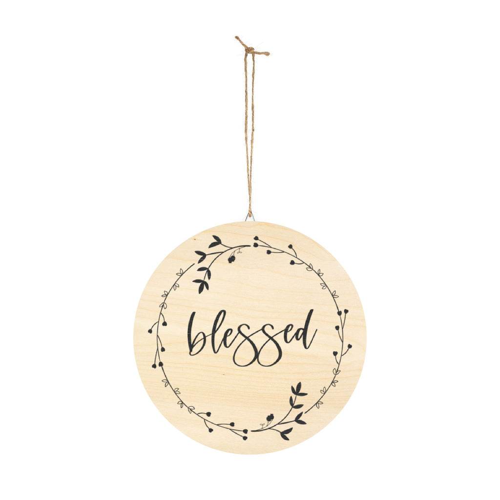 Blessed Wreath Wood Sign | Round Wall Decor