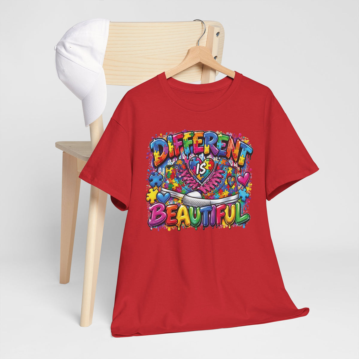 Autism Different Is Beautiful T-Shirt | Colorful Rainbow Graffiti Design