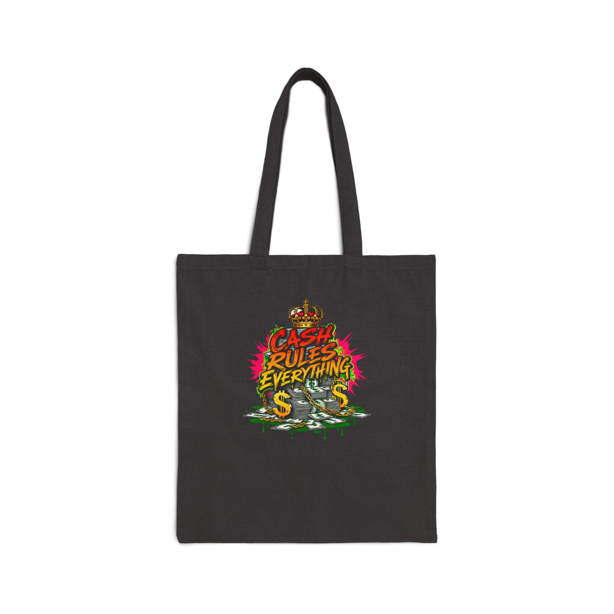 Cash Rules Everything Around Me Tote Bag | Retro Graffiti Money Design