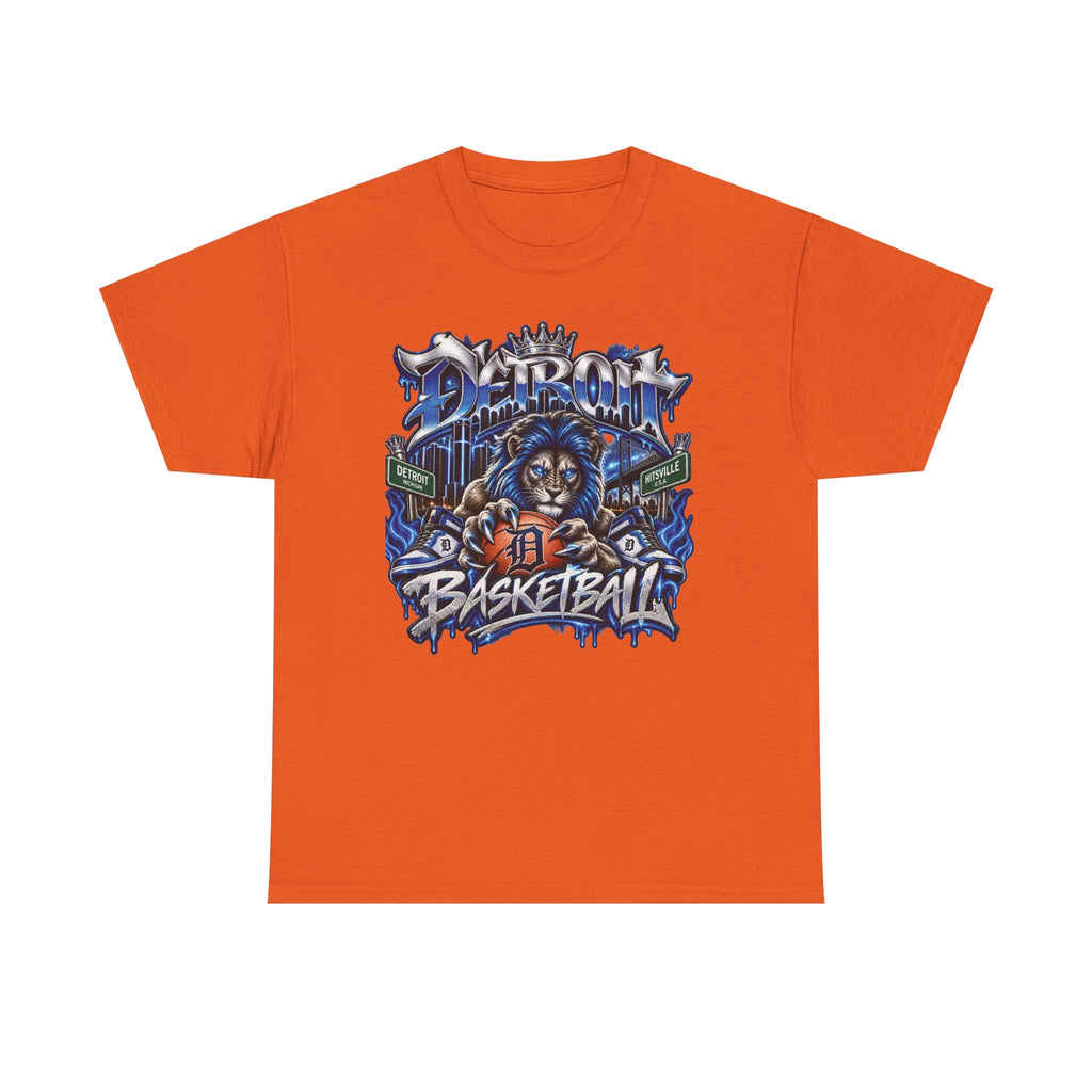 Detroit Basketball Lion Graphic Tee | City Streetball Detroit D Logo