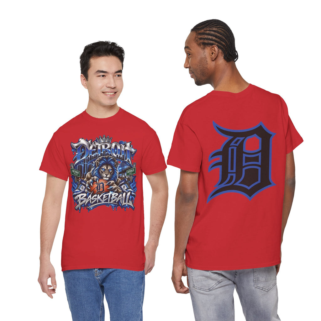 Detroit Basketball Lion Graphic Tee | Motor City D Old English Logo