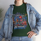 Detroit Skyline Collage T-Shirt | Motor City Landmarks, Vintage Neon Design