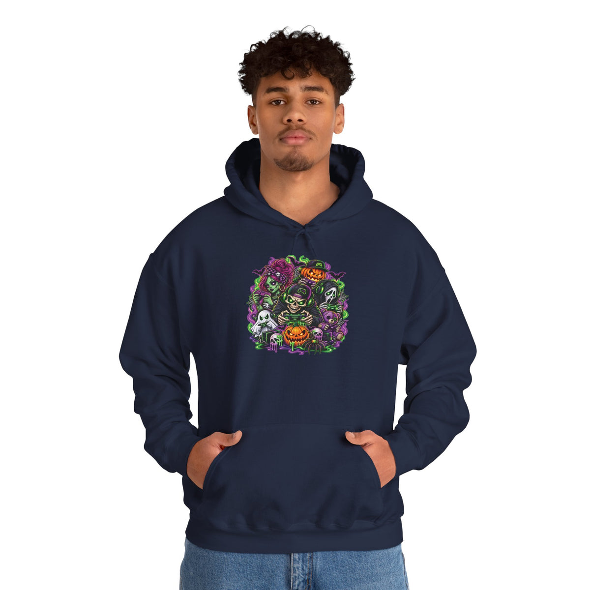Spooky Halloween Skull Pumpkin Floral Hoodie | Haunted Garden Sweatshirt