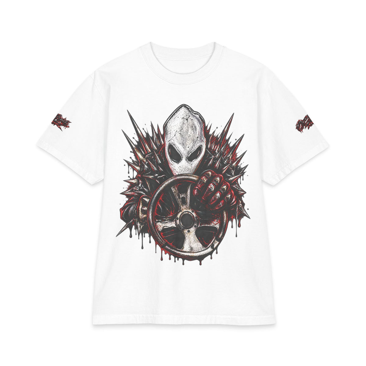 Don Toliver Alien Skull with Spiked Biohazard Wheel T-Shirt | Grunge Horror Tee