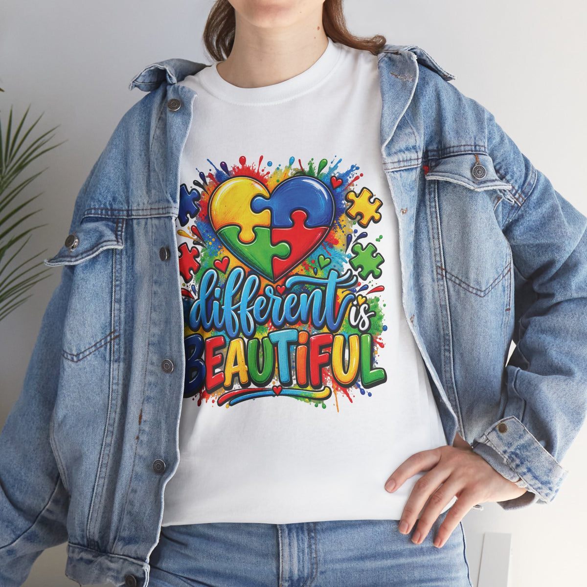 Different Is Beautiful Autism Puzzle Heart T-Shirt | Neurodiversity Awareness Tee