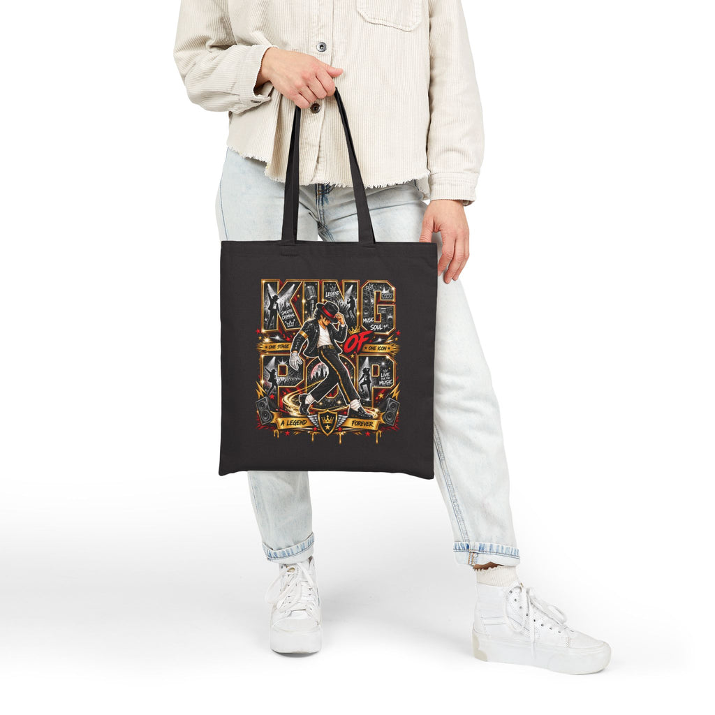 MJ King of Rock design Tote Bag | Retro music graphic canvas tote