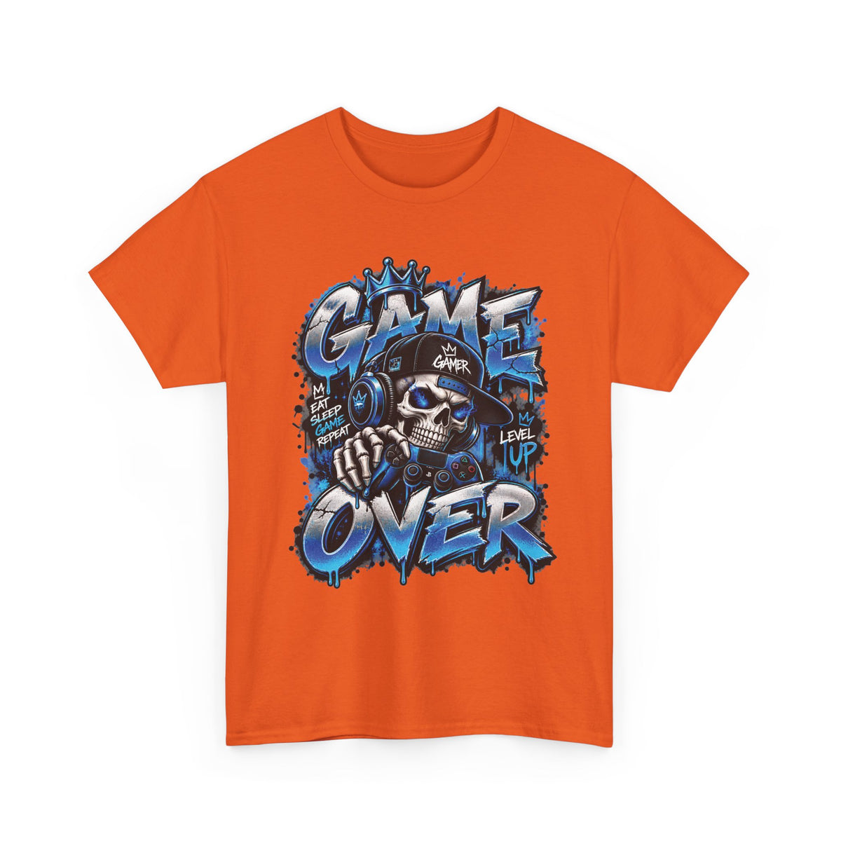 Game Over Skull Gamer T-Shirt | Level Up Graphic Tee