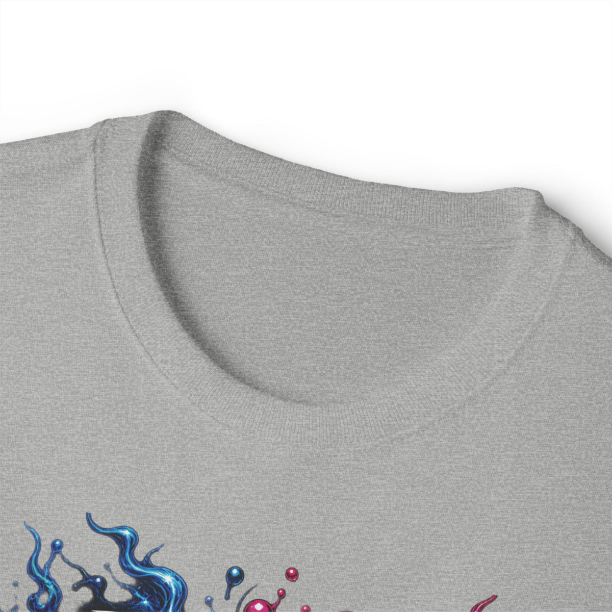 Blue and Pink Melting Masks T-Shirt | Abstract Drip Art