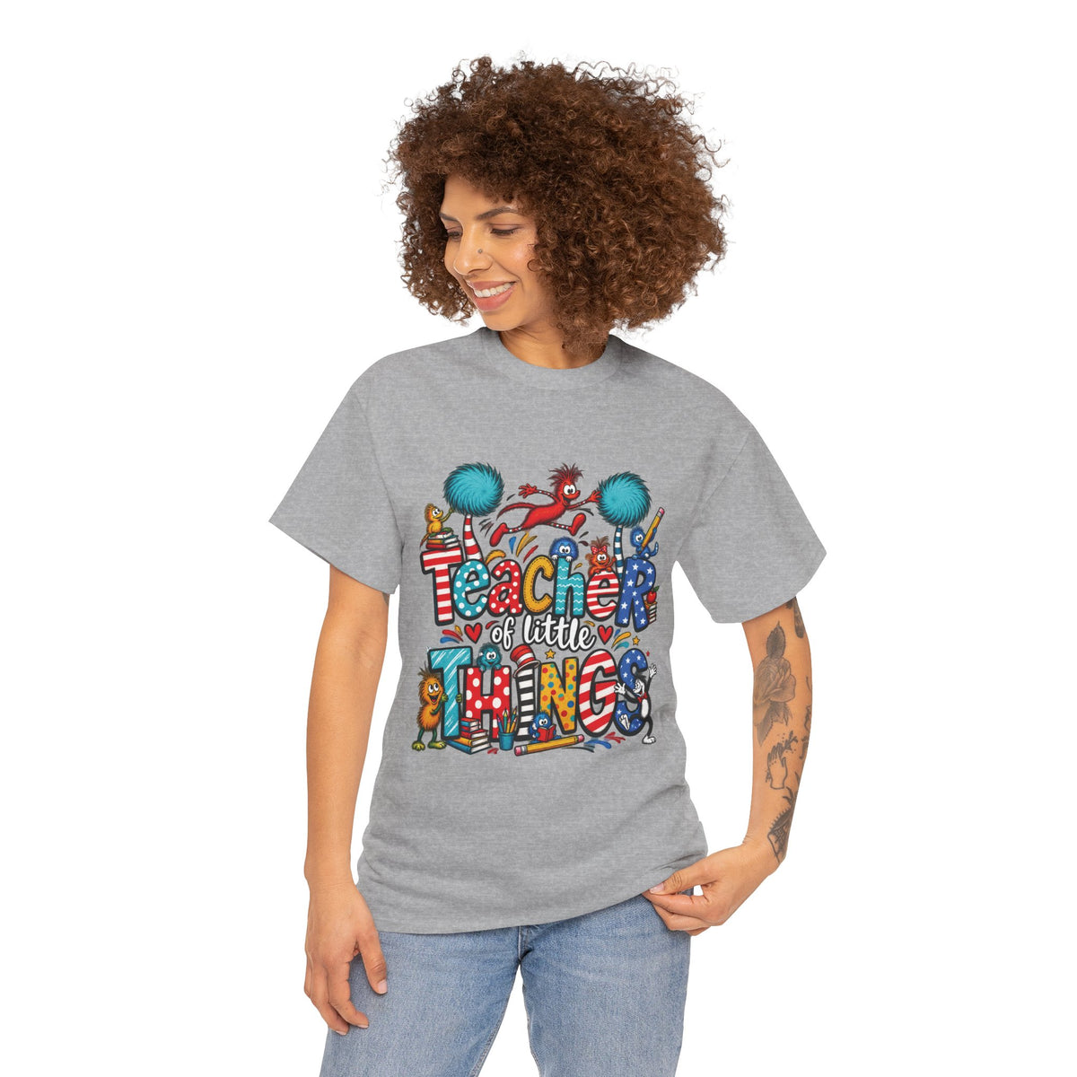 Teacher of Little Things T-Shirt | Colorful Dr. Seuss Style Kids Classroom Tee