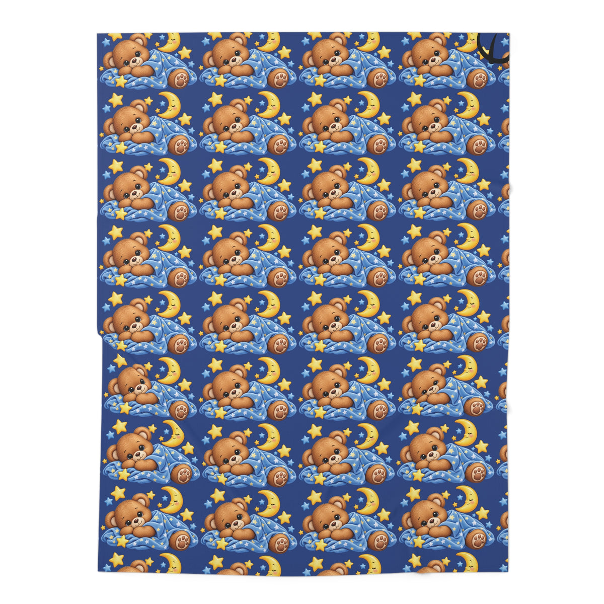Sleeping Teddy Bear Moon Baby Swaddle Blanket | Starry Night Nursery