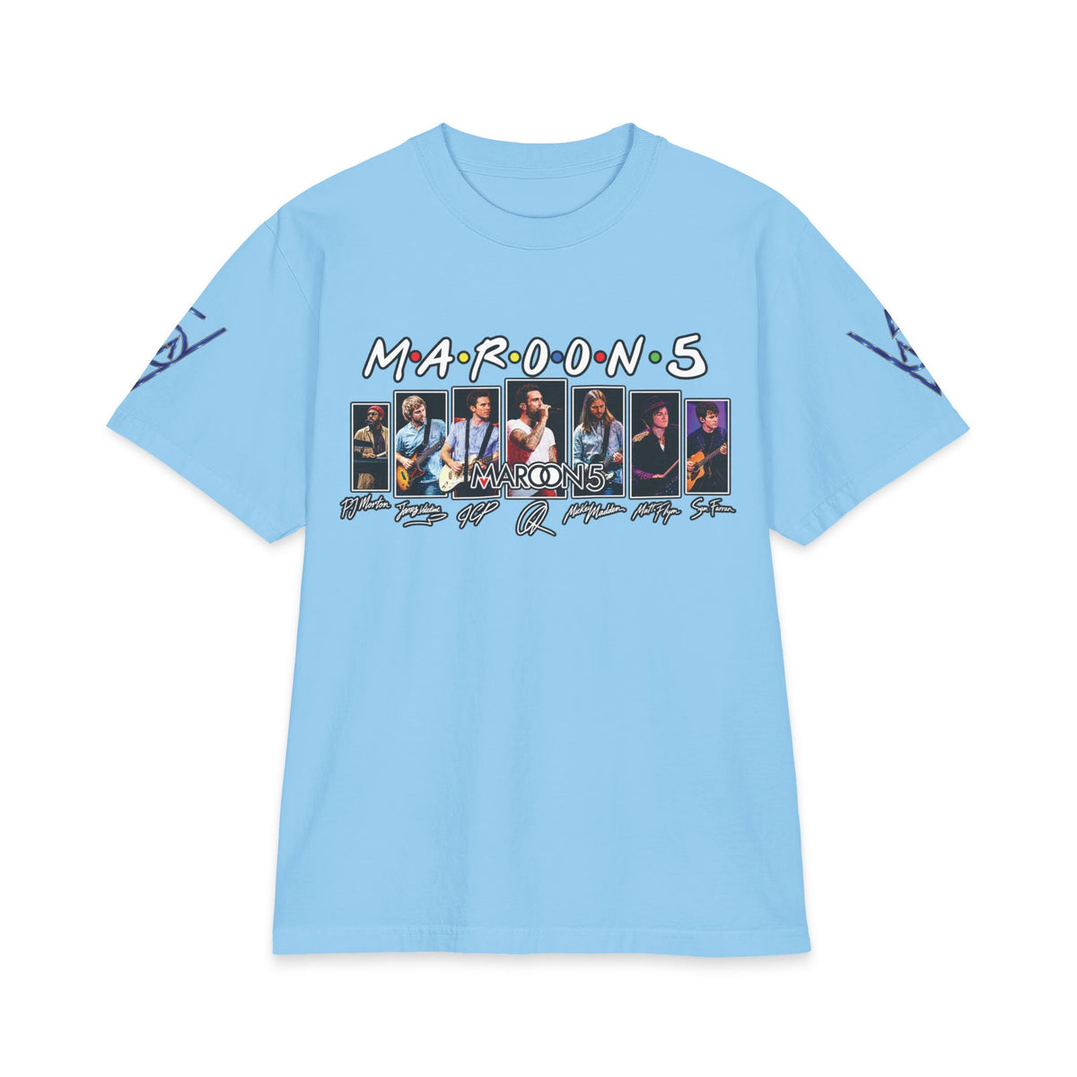 Maroon 5 band photo collage T-Shirt | Tour style sleeve logo