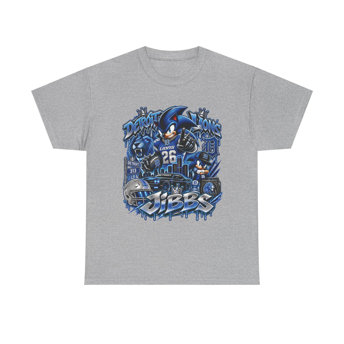 Detroit Lions Football Graphic Tee | Niners Helmet, Player Number 26, Team Mascot