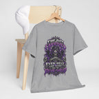 Grim Reaper Skull with Purple Flames T-Shirt | Gothic Death Quote Tee