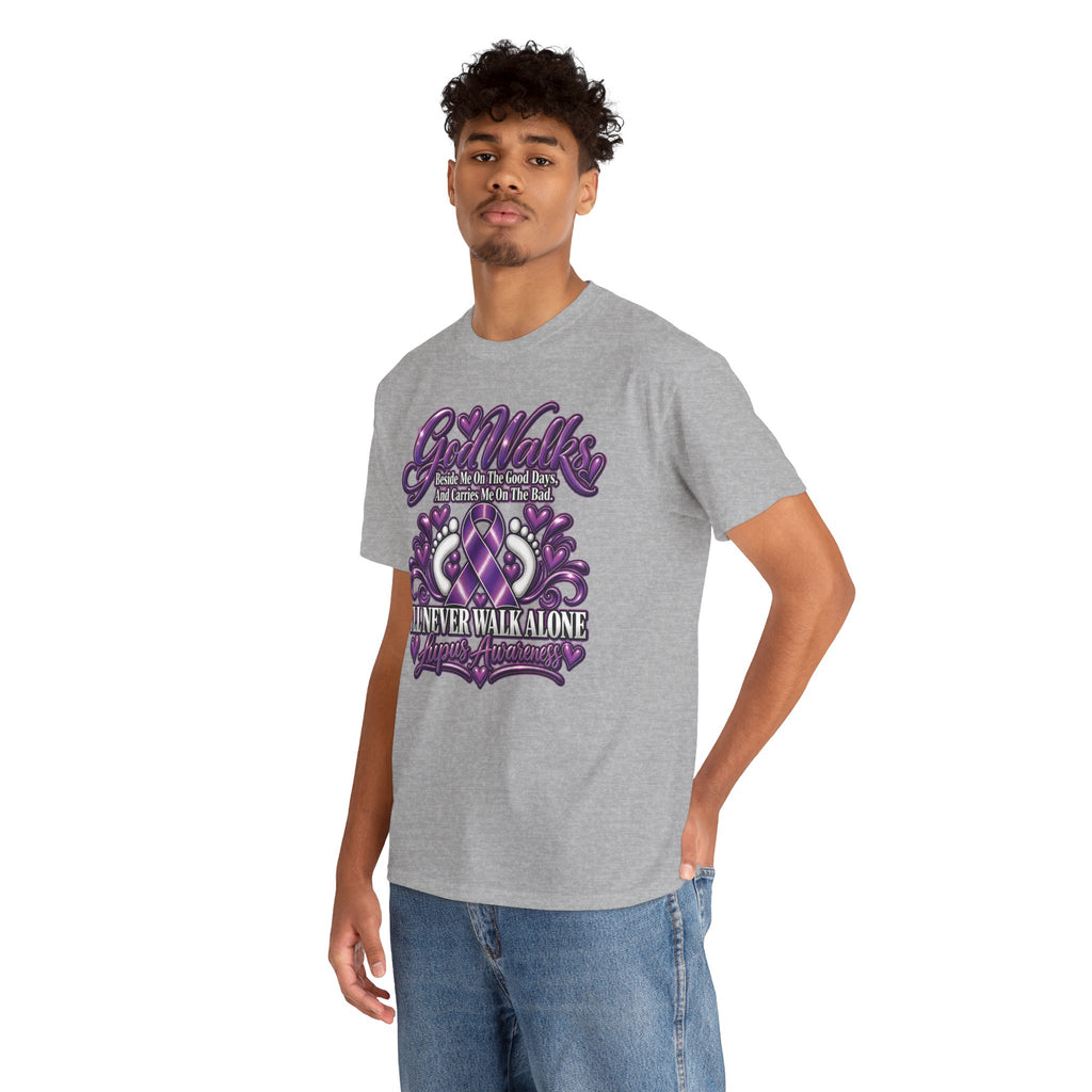 Never Walk Alone Lupus Ribbon Tee | Purple Awareness Ribbon, Support Shirt