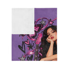 Olivia Rodrigo Portrait Velveteen Microfiber Blanket | Purple Butterfly Rose Design