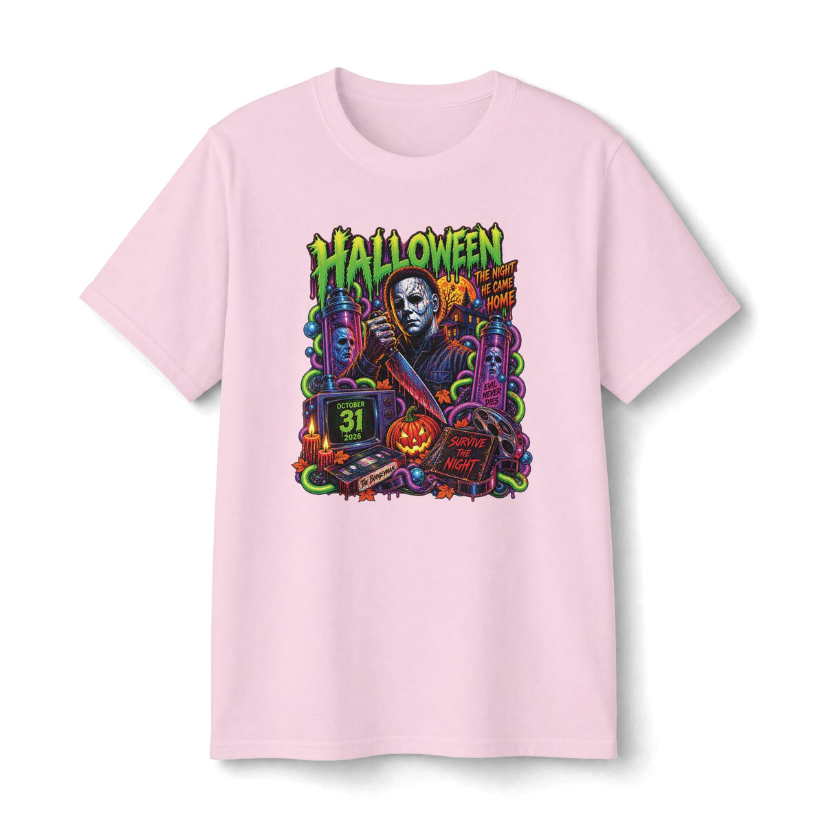 Halloween Michael Myers Collage Tee | Retro Horror Pumpkin Mask Slasher