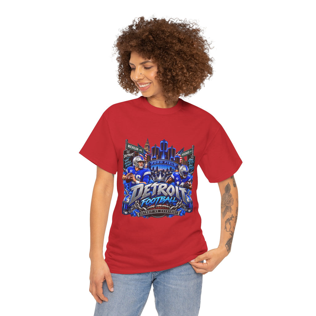 Detroit Football Graphic Tee | City Skyline, Players, Lions-Inspired Design