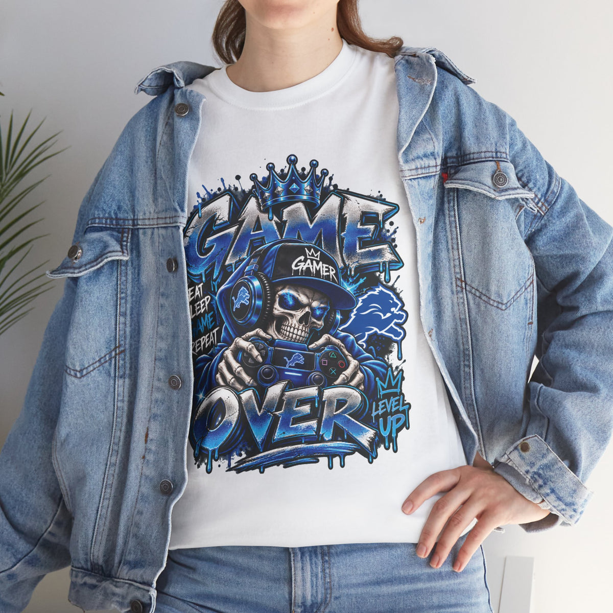 Game Over Skull Gamer Tee | Video Game Controller Graphic Shirt