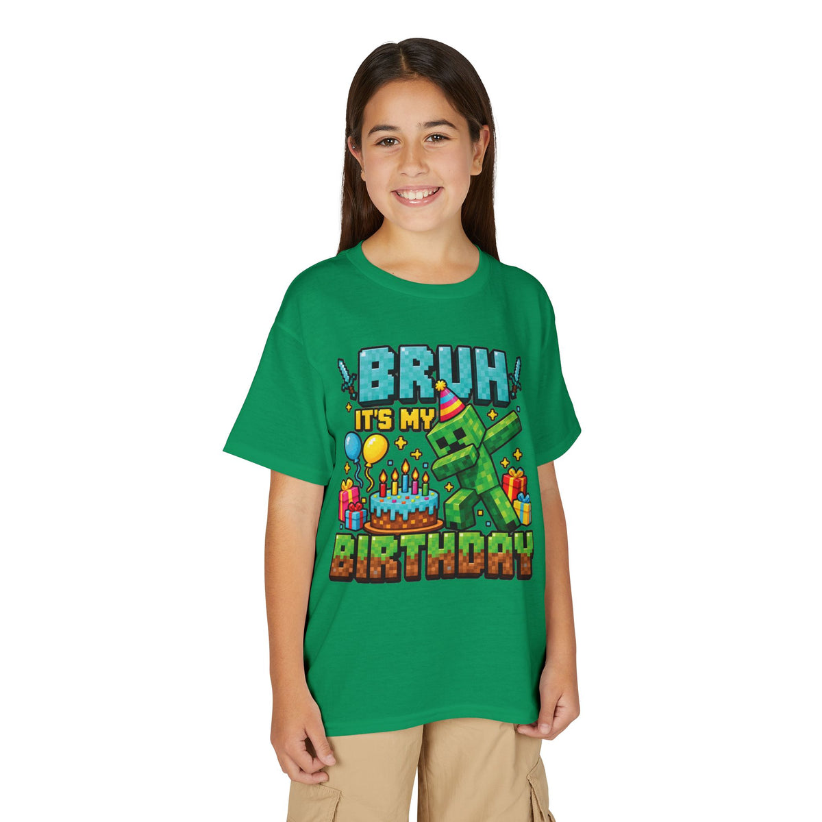 Bruh It’s My Birthday Minecraft-Inspired Youth T-Shirt