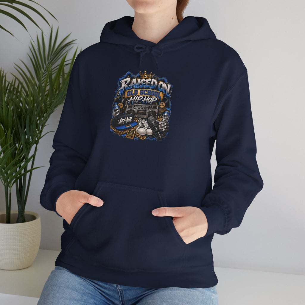 Raised On hip hop Hoodie | Vintage Guitar Skull Band Design