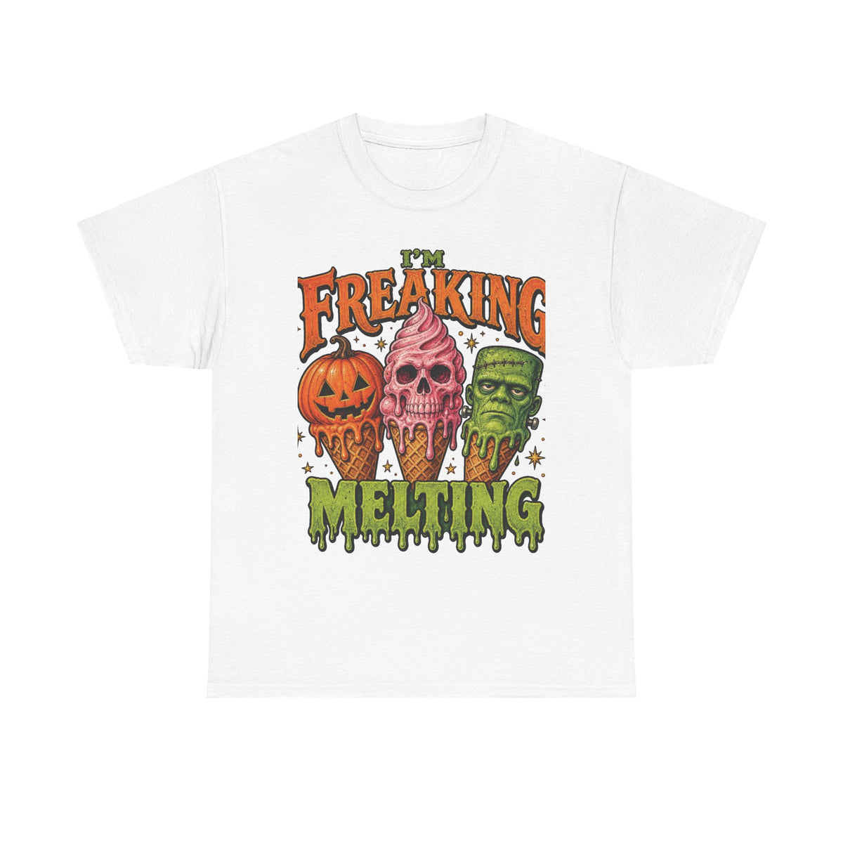 I'm Freaking Melting Halloween Tee | Melting Pumpkin Skull Frankenstein Ice Cream